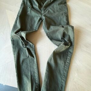 Olive Distressed Women’s Jeans